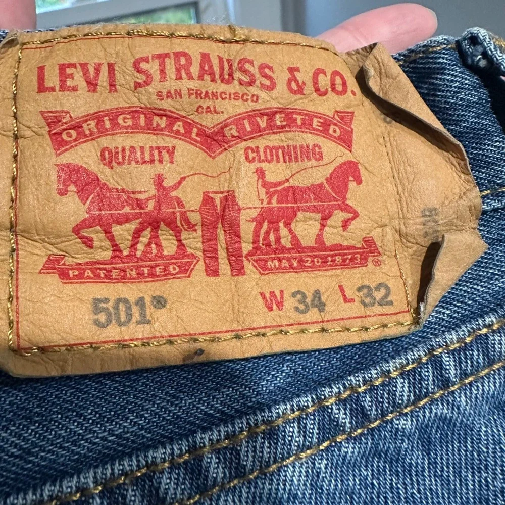 Levi's 501 Mens‎ W34 L32 Button Fly Straight Leg Blue Denim Jeans
